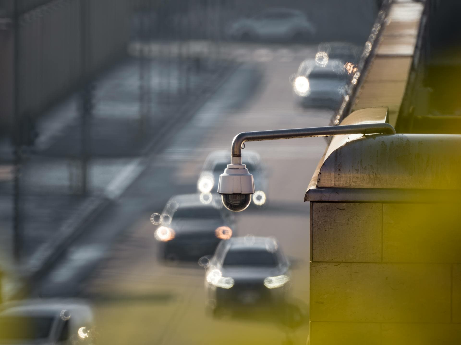 CCTV camera overlooking a busy road